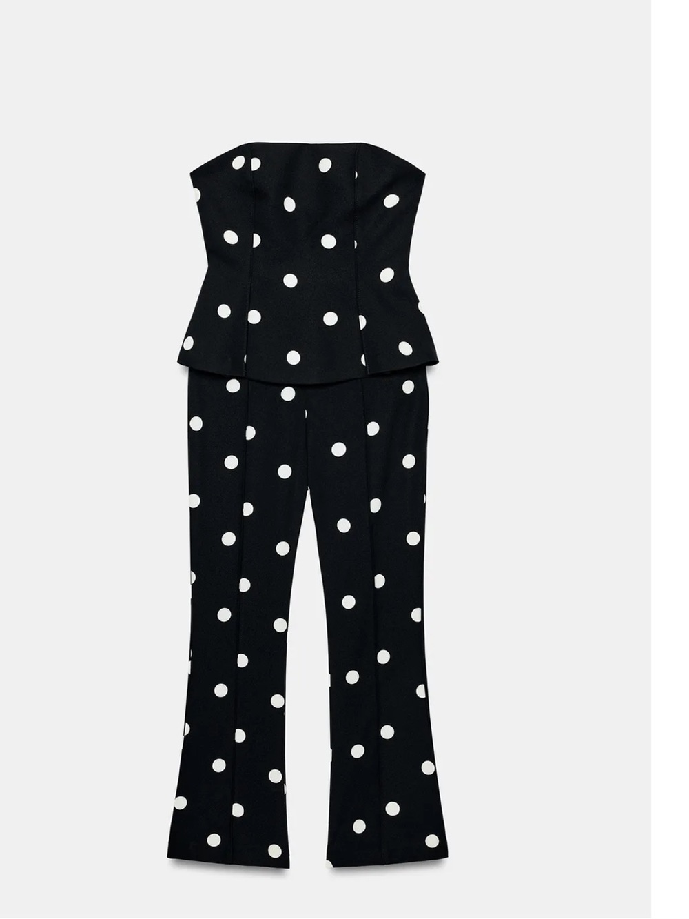 ZARA POLKA DOT STRAPLESS JUMPSUIT